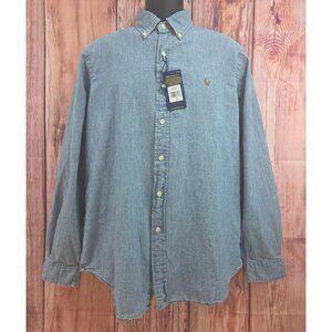 Ralph Lauren Mens Light Blue Chambray Button-Up Shirt Large NWOT